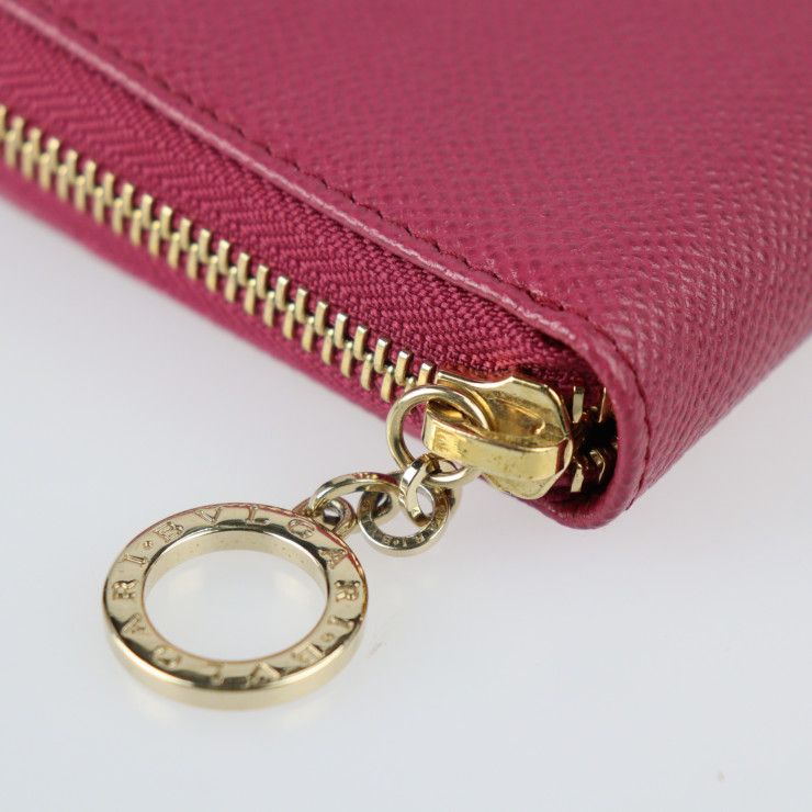 BVLGARI ブルガリ ブルガリブルガリ 長財布 286311 レザー HEATHER AMETHYST ピンク系 ゴールド金具 ラウンドファスナー 【本物保証】