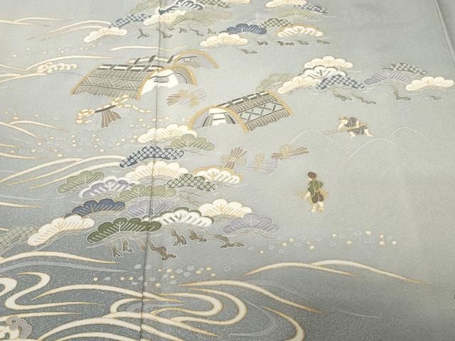 正絹訪問着　御所車花文　暈し染め　身丈167cm 裄67cm