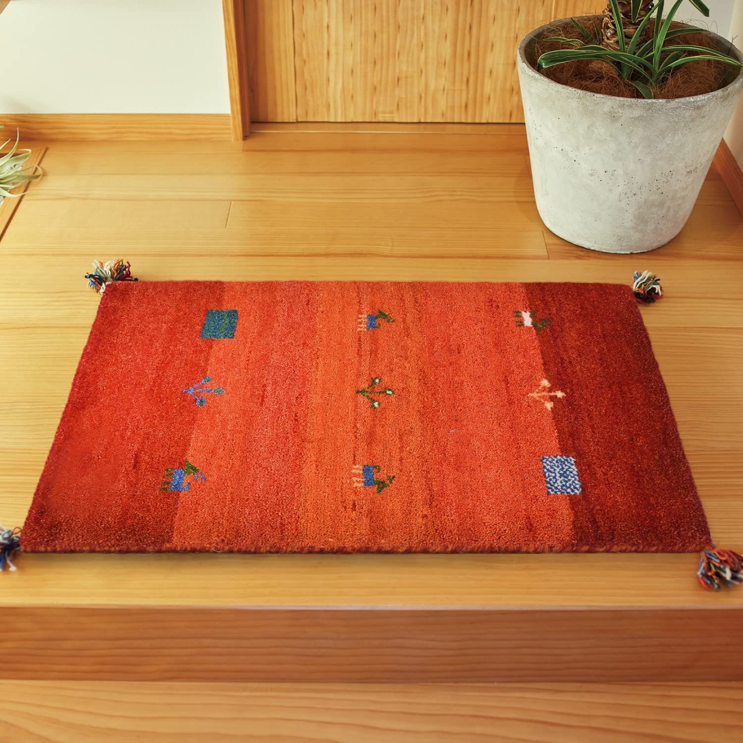 約45X75cm_D16 萩原 ギャッベ 玄関マット 屋内 約45X75cm GABBEH D16 羊毛 手織り 厚手 270034211