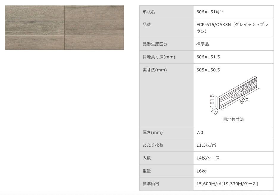 INAX エコカラットプラス ビンテージオーク 型番 ECP-615 OAK3N アウトレット品 2ケース