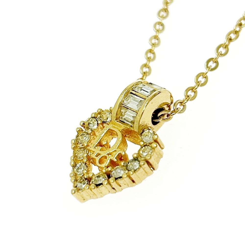 Christian Dior クリスチャンディオール GP ラインストーン Diorロゴ ハート ネックレス ゴールド 489919 ネックレス