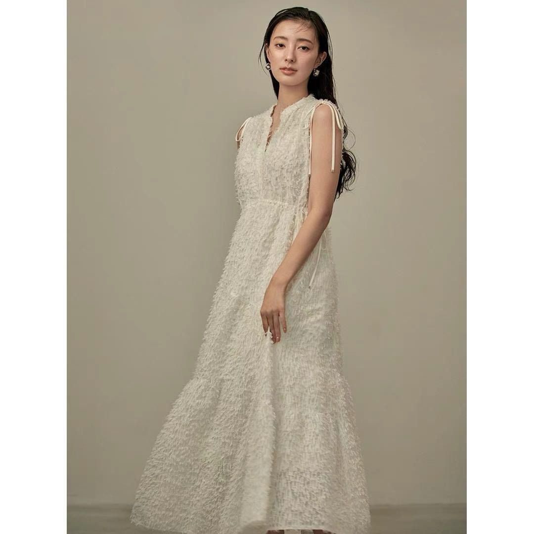 FRAY I.D フリンジジャガードティアードワンピース FRAY I.D