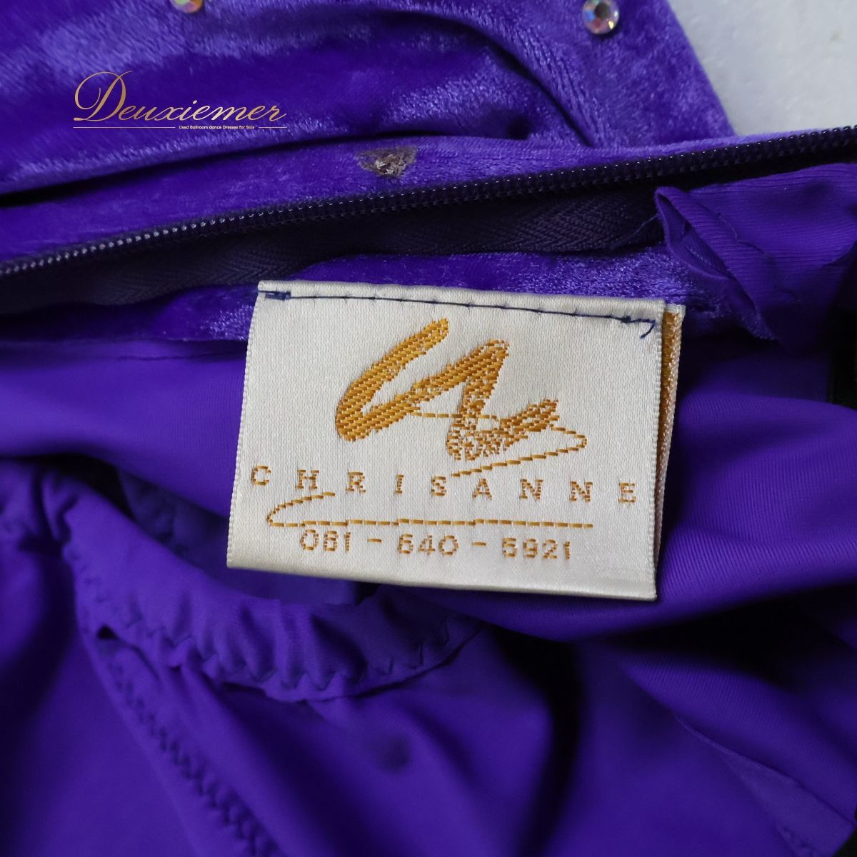 【イングランド製 社交ダンス衣装】パープル chrisanne クリスアン ラテン ドレス ワンピース 紫 ベロア 高級感 上品 デモ ラテンドレス エレガント 舞台衣装 オシャレ おしゃれ 丈違い イングランド製 社交ダンス衣装】パープル chrisanne クリスアン
