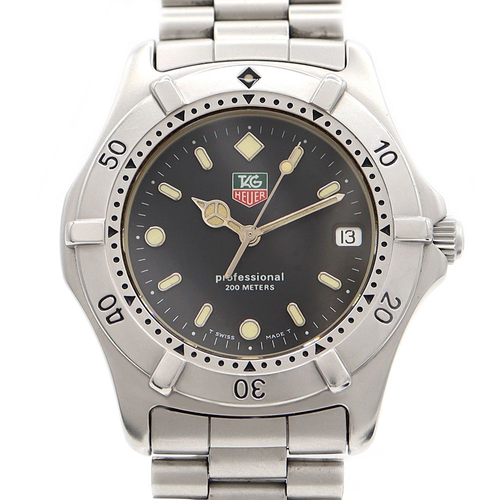 電池交換済 TAG Heuer タグホイヤー プロフェッショナル WE1110 デイト 200m防水 黒 ブラック SS ステンレス メンズ クォーツ【6ヶ月保証】【腕時計】【中古】 電池交換済 TAG Heuer タグホイヤー プロフェッショナル WE1110 デイト