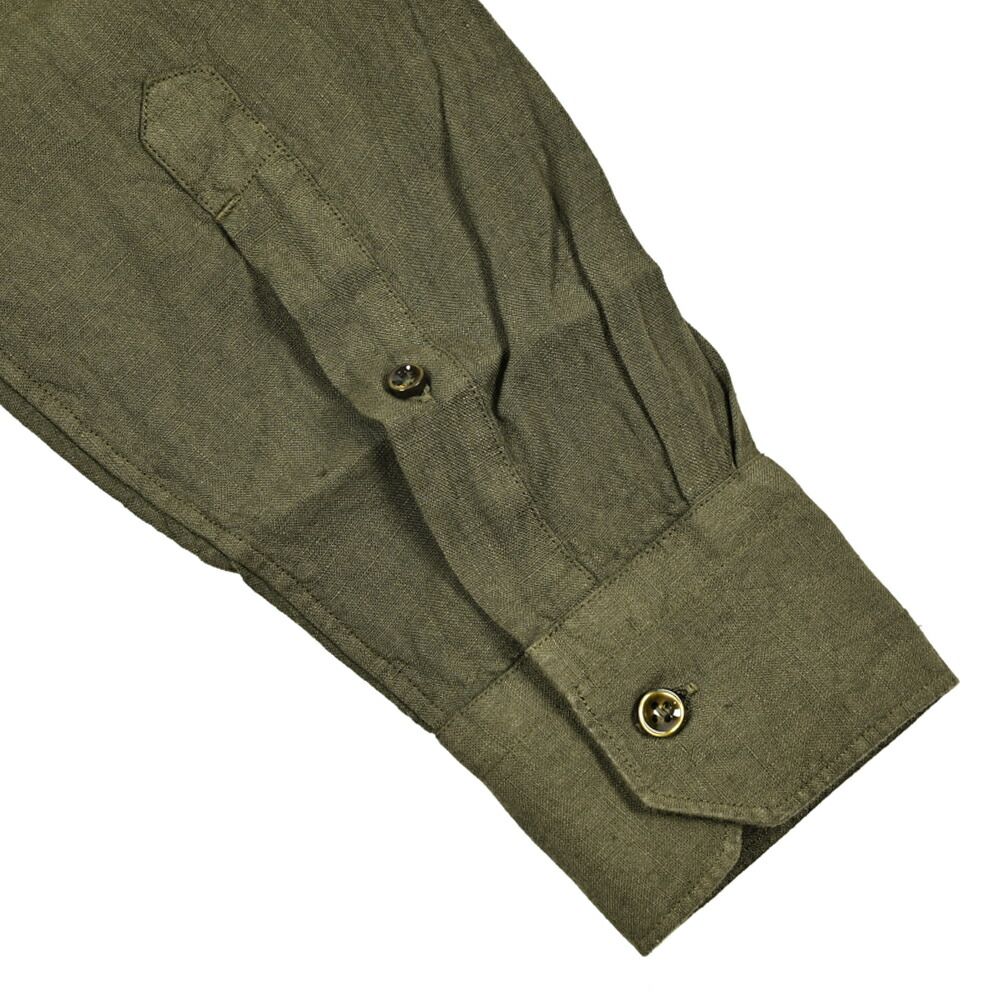 オリアン/VintageSLIMFITリネンシャツカーキグリーン/421129 ORIAN オリアン / Vintage SLIM FIT リネンシャツ カッタウェイ