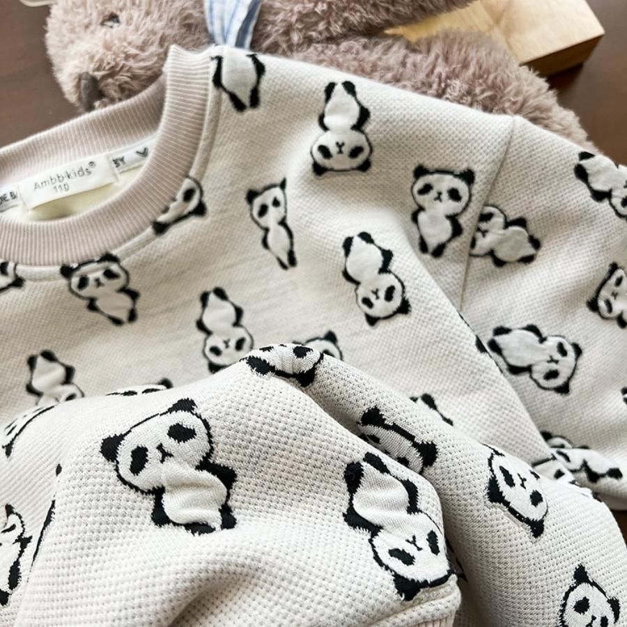 パンダ柄 刺繍 長袖 トレーナー スウェット 春 秋 冬 韓国子供服 