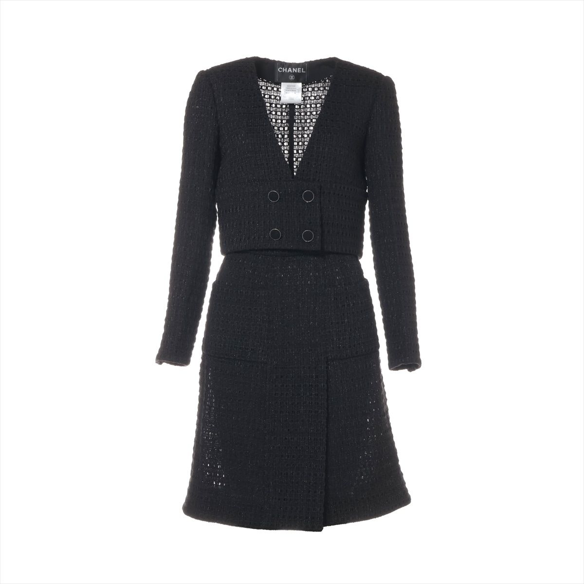 CHANEL シャネル スーツ 2015 P51451 メタリック ツイード スカート 34 セットアップ