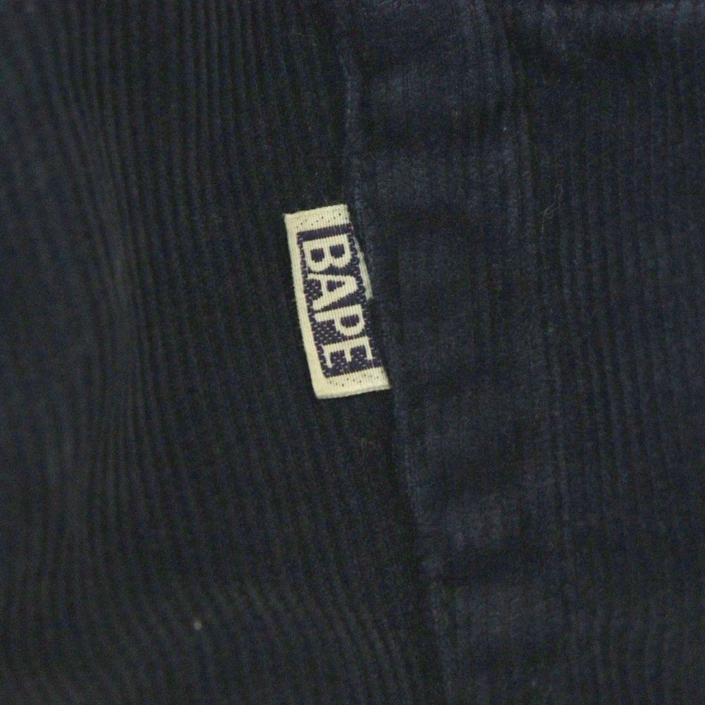 A BATHING APE (アベイシングエイプ) 初期 紙パッチ コーデュロイ ストレートパンツ ネイビー