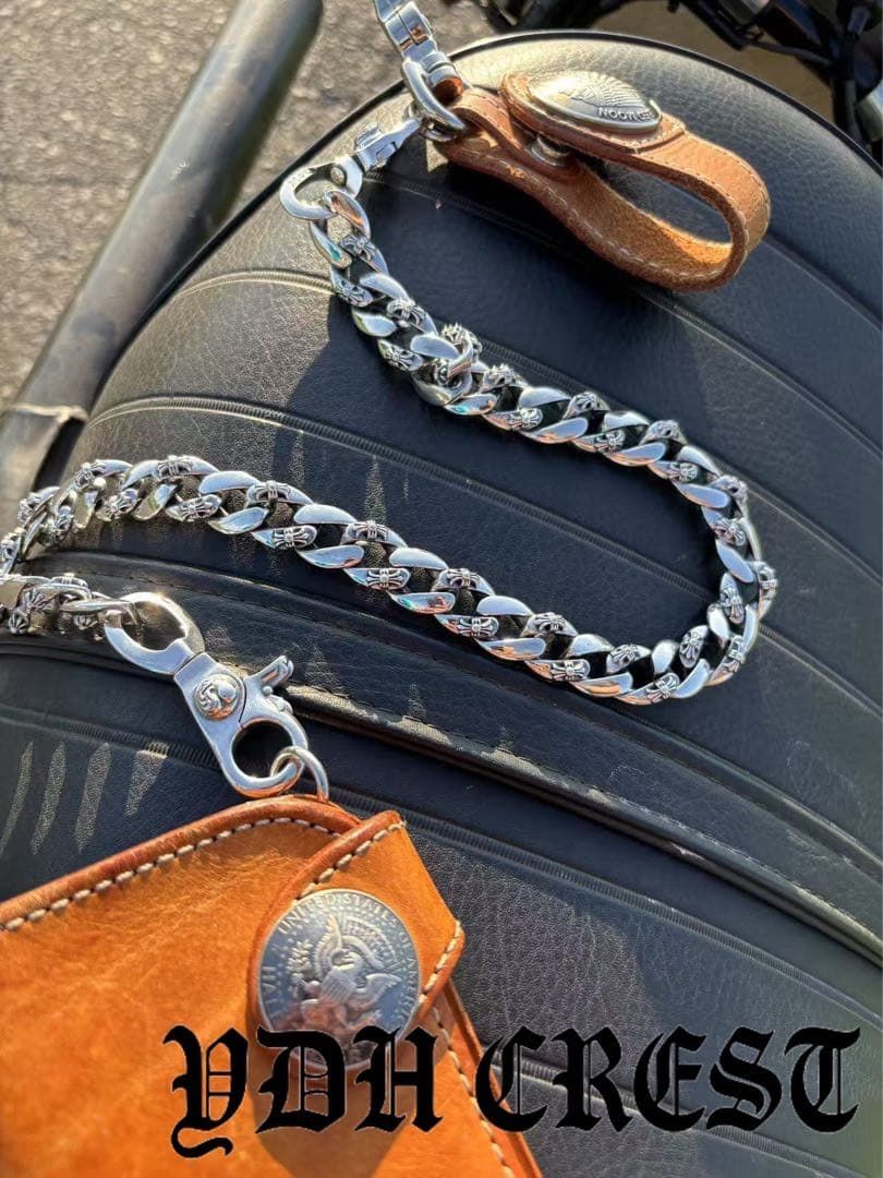 ウォレットチェーン バイカーシルバープレーンチェーン 刻印有り QBKL17