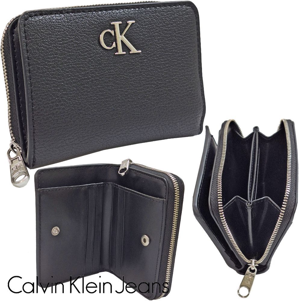 カルバンクライン コンパクト財布 LV04F1036G ブラック PUレザー 新品】カルバンクライン ジーンズ 二つ折り財布 コンパクト財布