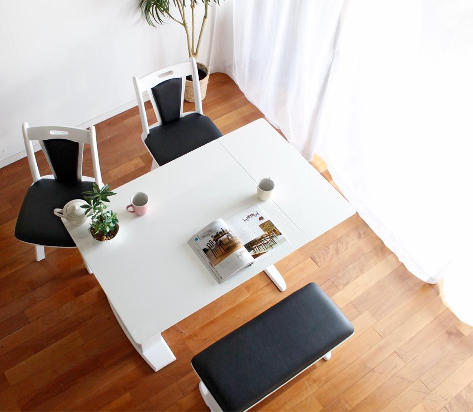 【Ｆ17 バタフライテーブル 拡張 ベンチダイニング4点セット】 F17 バタフライテーブル 拡張 ベンチダイニング4点セット】