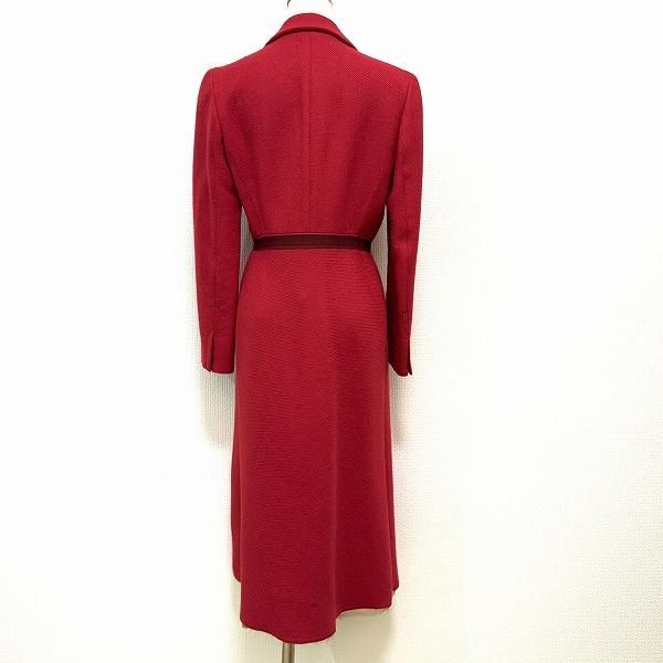 wnc プラダ PRADA コート 40 赤系 ロング イタリア製 レディース
