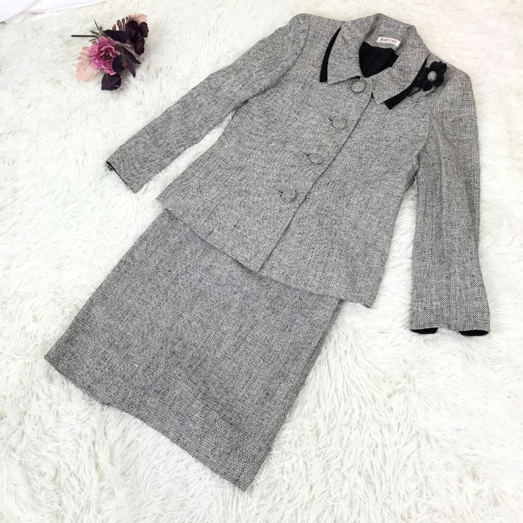 YUKI TORII ユキトリイ　絹混　フォーマルスカートスーツ　上下セット YUKI TORII ユキトリイ セットアップ スカートスーツ 11号 シルク100