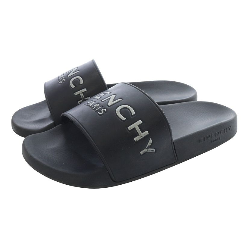 ジバンシィ GIVENCHY ブランドロゴ ラバーフラット サンダル ミュール 22cm 黒