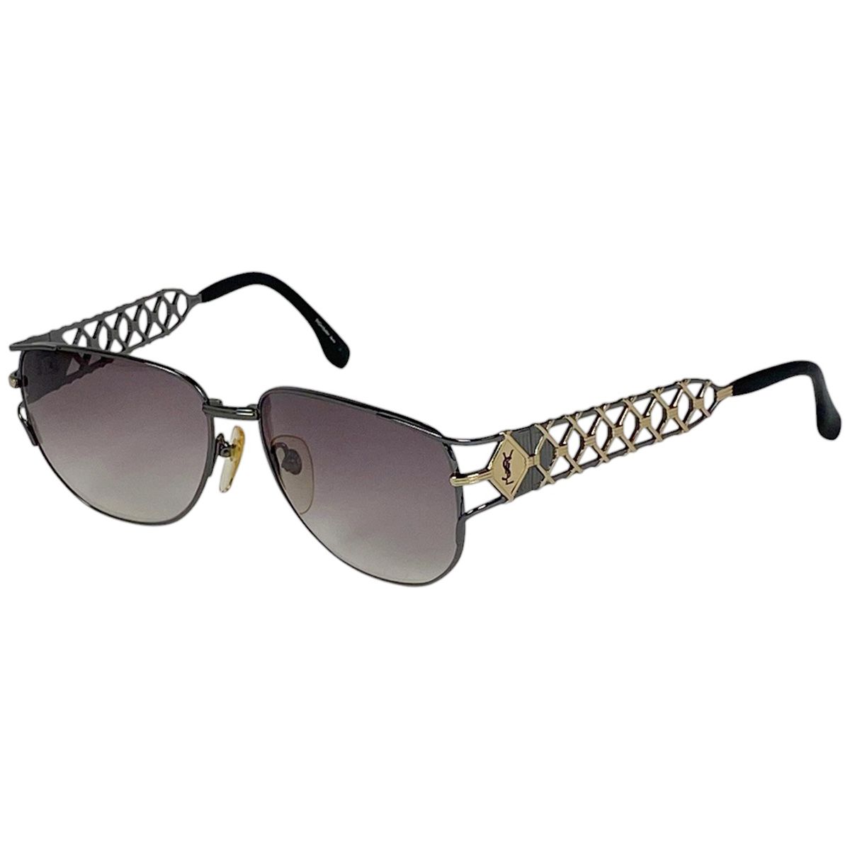 イヴ サンローラン YVES SAINT LAURENT ロゴ サングラス アイウェア グラデーション サングラス メタル ゴールド ブラック 5618 レディース