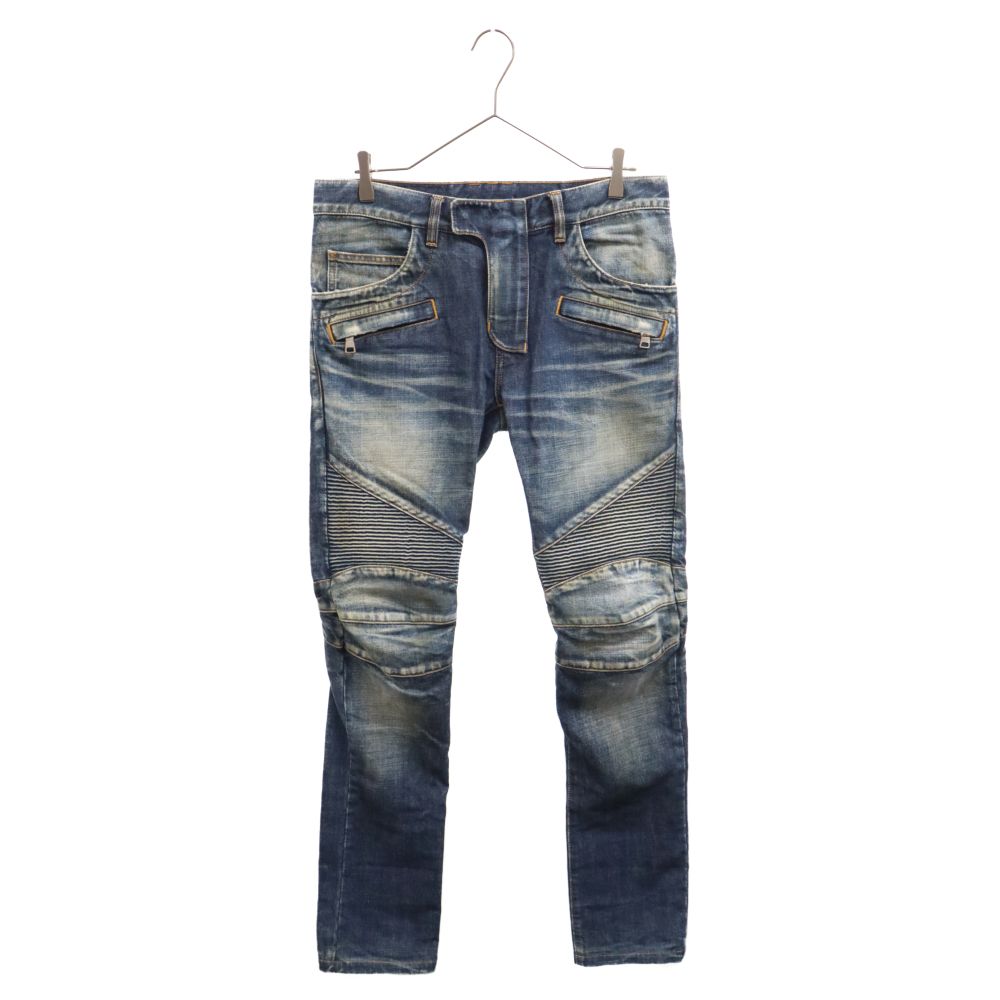 BALMAIN (バルマン) ダメージ加工 バイカーデニムパンツ
