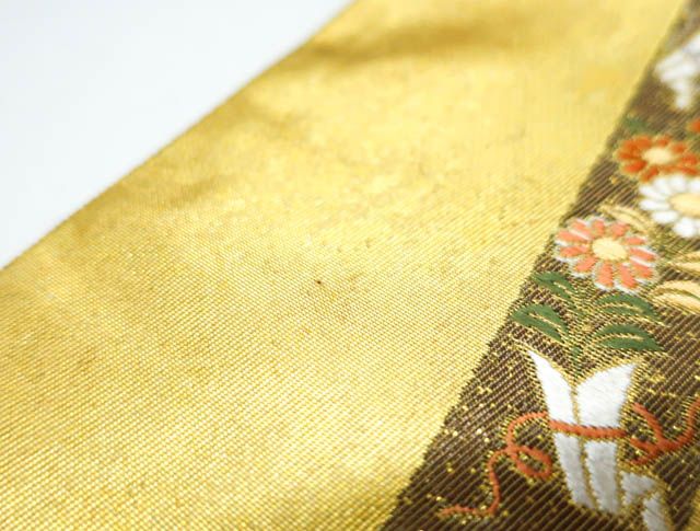 京松】【着物】袋帯 金糸 刺繍 花短冊文 R6B-49 - メルカリ