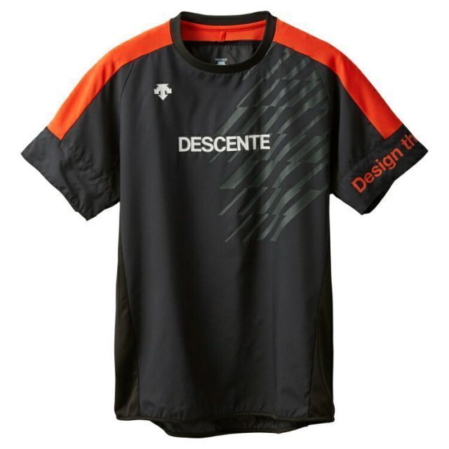DESCENTE デサント 半袖ピステ ブラックＸオレンジ XCサイズ DVUVJK30 BKOR | スポーツ スポーツウェア ウエア バレーボール 半袖ピステ ピステシャツ Tシャツ トップス 服 衣類 メッシュ素材 ハイブ