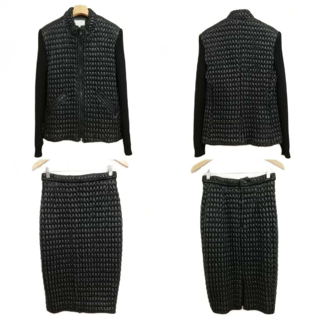 nicoletta made in italy d-tk9007 ヴィンテージ セットアップ スーツ キルティング ニット 42 ブラック