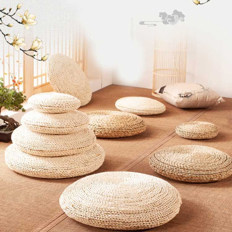 座布団 和室 室内 丸座 軽い 藤編 円形 畳 ラウンドクッション