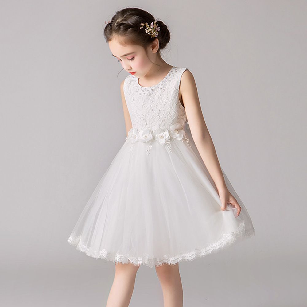 ホワイト  110CM  ドレス 子供 ワンピース 女の子 かわいい ksd2823 ドレス 子供 肩出し フォーマルドレス ワンピース 女の子 キッズ 子供ドレス ピアノ 発表会 結婚式 お呼ばれ ノースリーブ レ