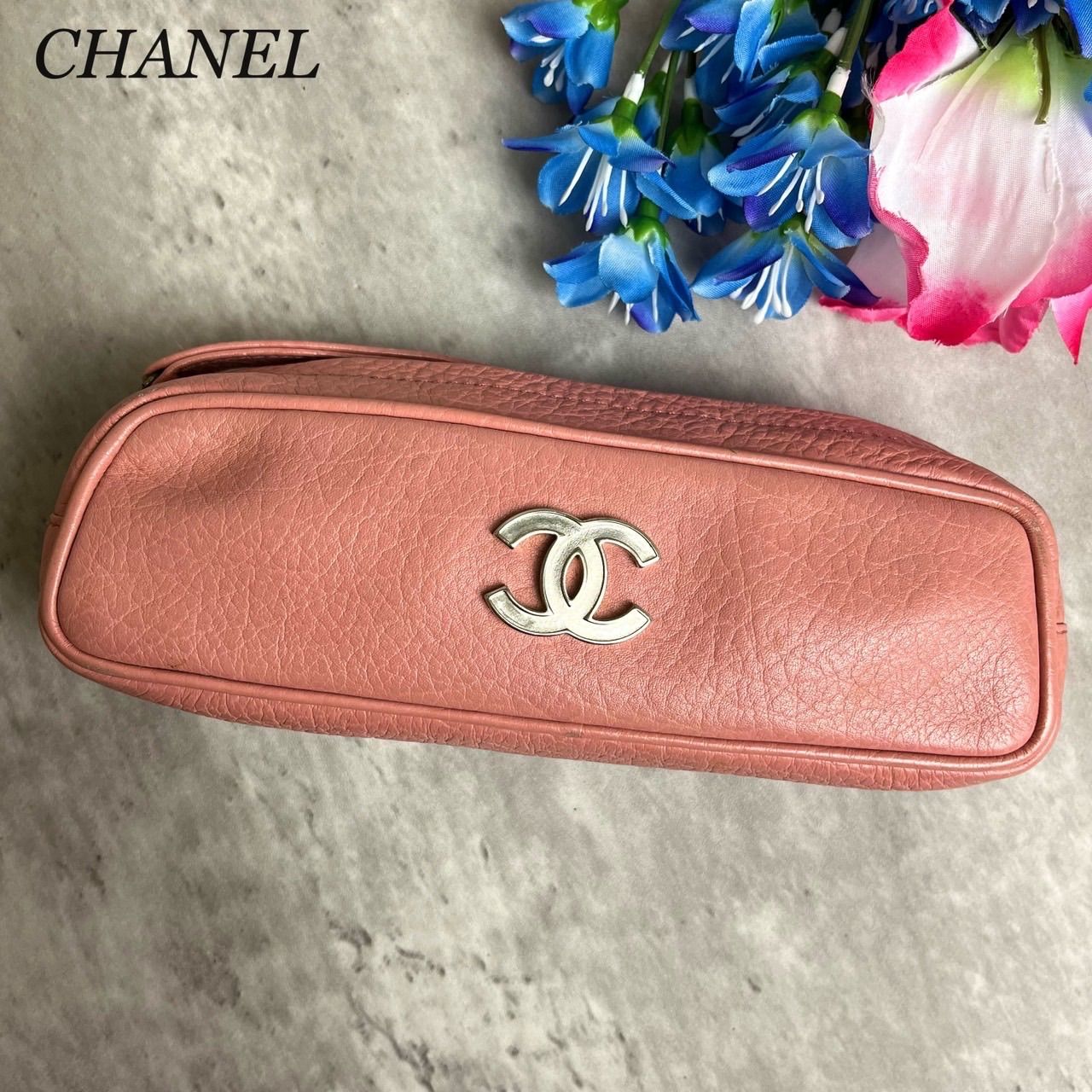 ✨良品✨ CHANEL シャネル ペンケース ポーチ ココマーク シルバー金具 