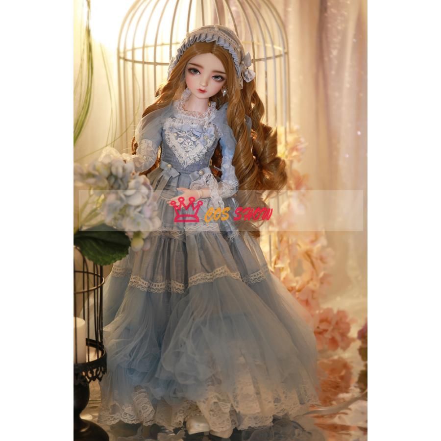1|3 BJD 球体関節人形ドール可動ボディ BJD人形 60cm レース ワンピース 本体＋ウィッグ＋アイ＋衣装＋カチューシャ＋イヤリング＋ステッキ