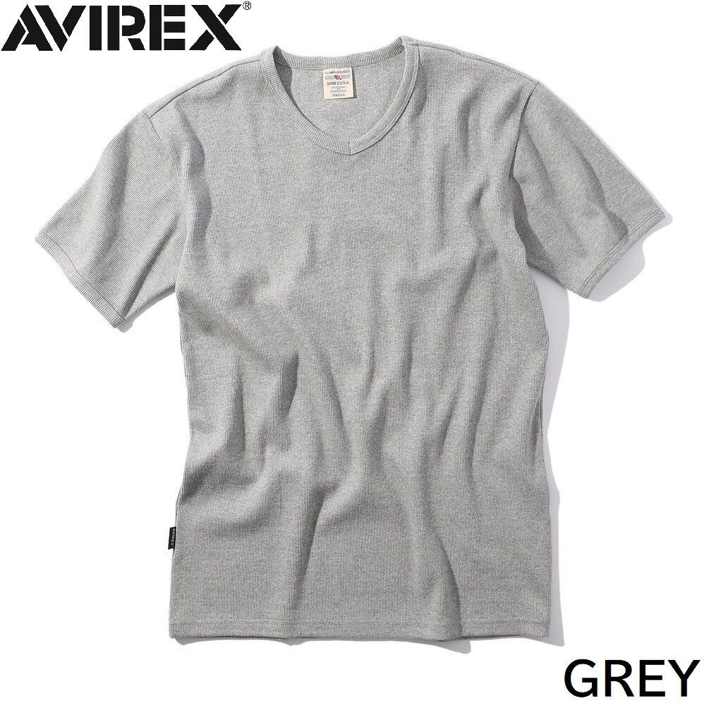 AVIREX 半袖 Vネック Tシャツ GREY / グレー灰色 アヴィレックス