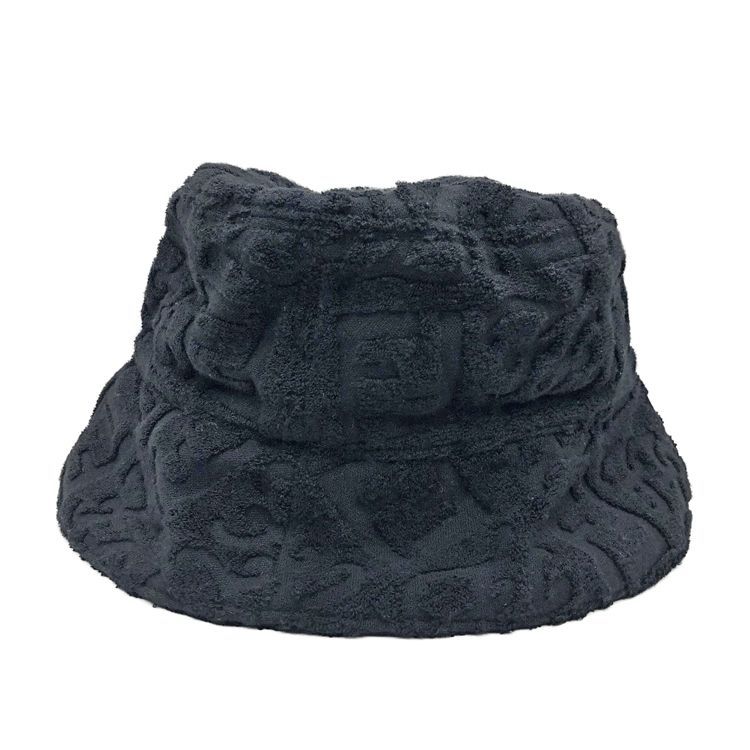 FENDI フェンディ FFロゴ バケットハット FXQ801 AIJM パイル生地 帽子 ブラック Mサイズ コットン