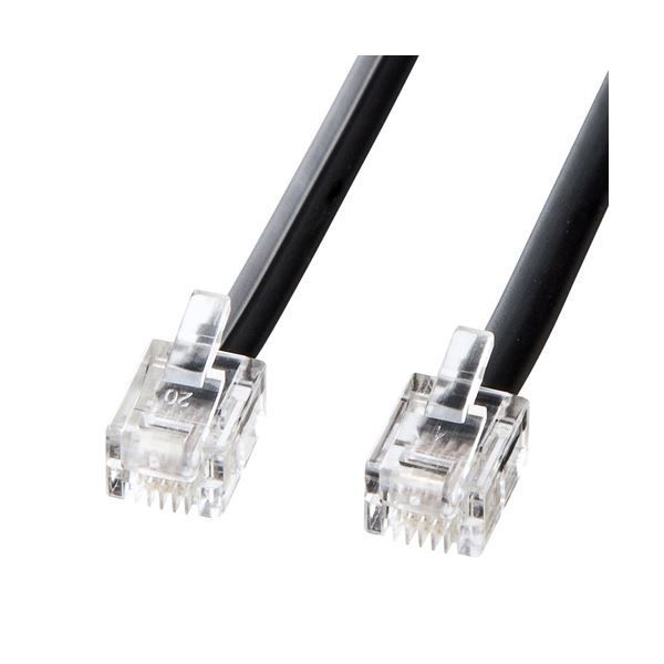 （まとめ） サンワサプライ モジュラーケーブル（黒） TEL-N1-7BKN2 