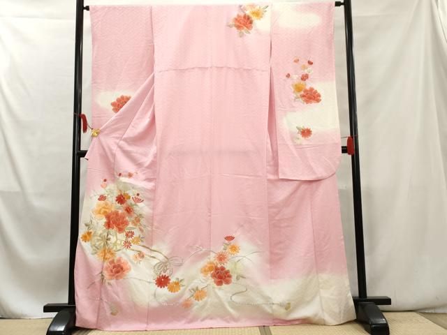 平和屋着物□豪華振袖 駒刺繍 花車文 暈し染め 金銀糸 正絹 逸品