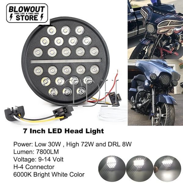 クラブスタイル 7インチ LEDヘッドライト ハーレー プロジェクター Harley Davidson ツーリング FLH クラブスタイル - メルカリ