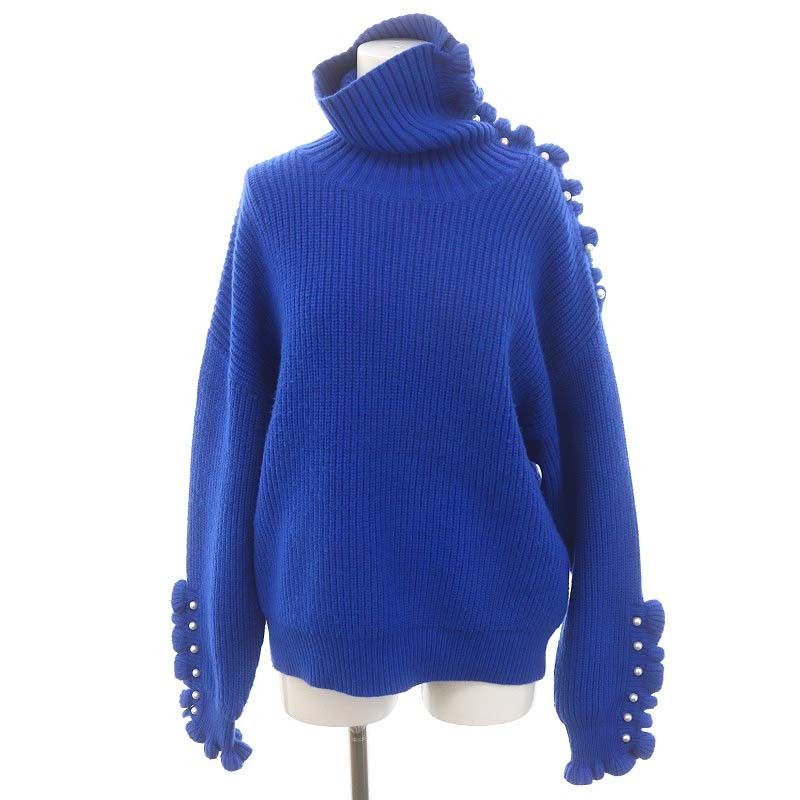 38 ) M相当 muveil パール ニット ネイビー ミュベール