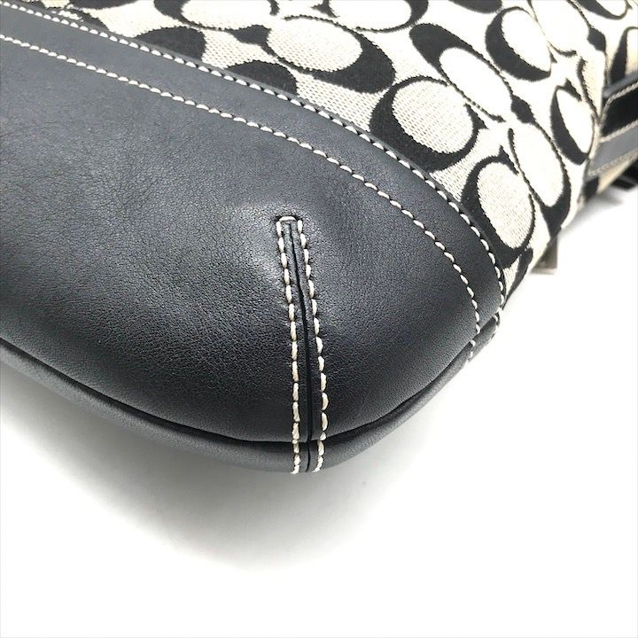 美品 COACH コーチ シグネチャー キャンバス レザー フリンジ  