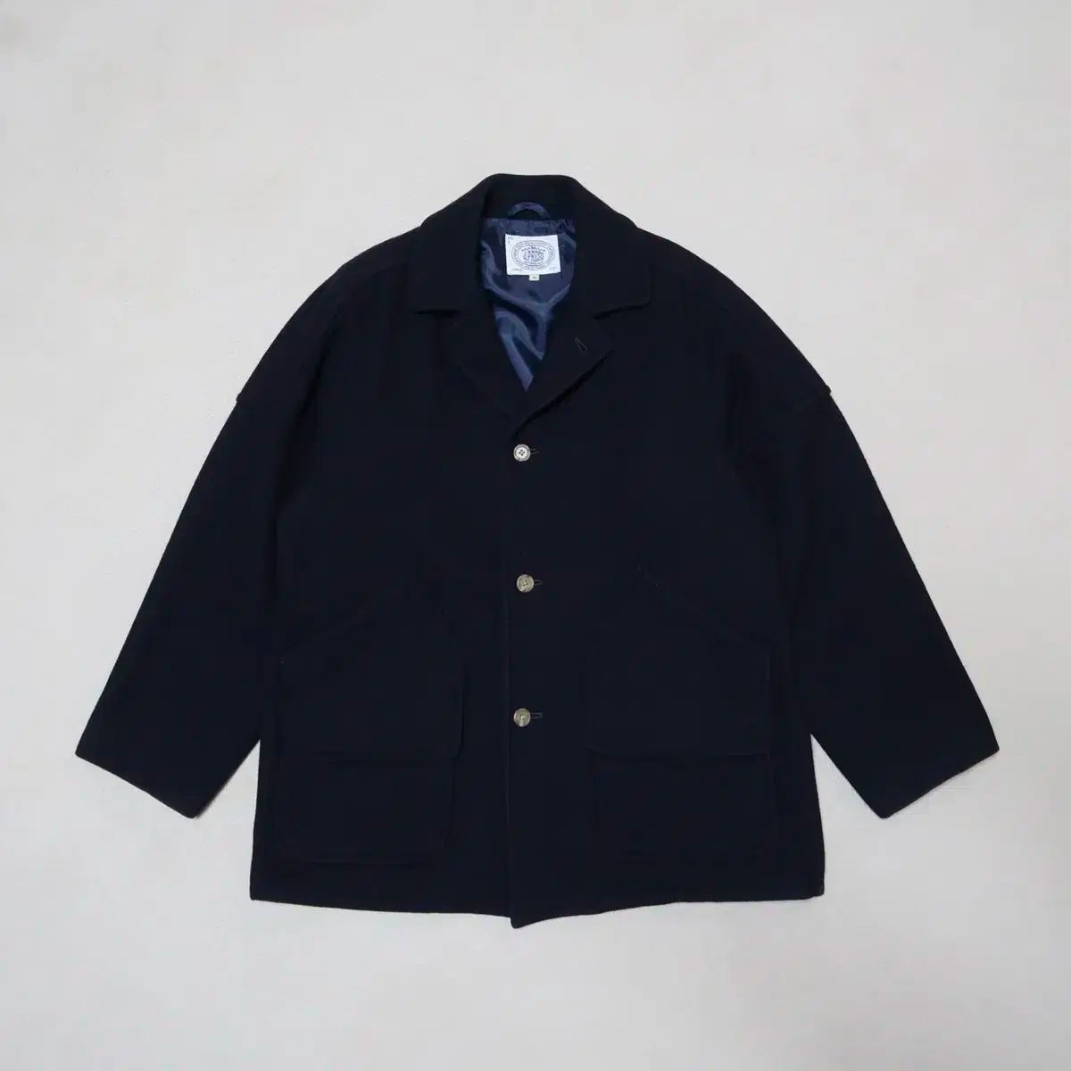 M J.PRESS(Jプレス) ウールブレンド ダブルポケット コート ネイビーカラー