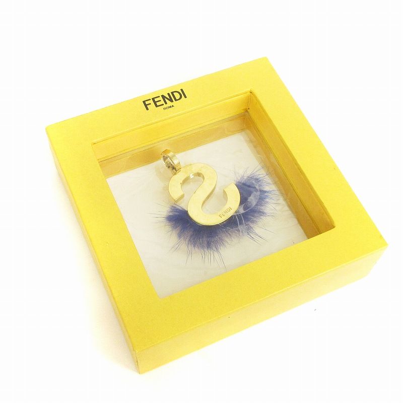 ［フェンディ］ABClick バッグチャーム　ブルーファーS 中古美品    s フェンディ］ABClick バッグチャームブルーファーS 中古美品 s