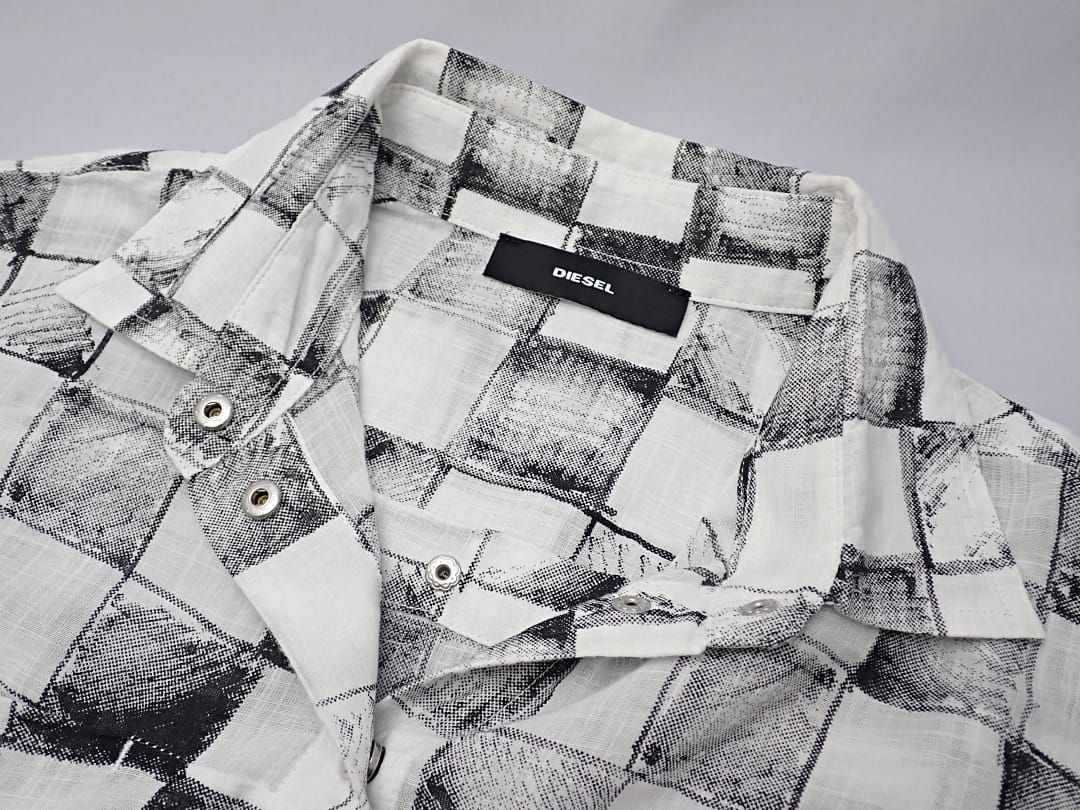 DIESEL ディーゼル レディース バックオープン ボクシーフィット シャツ ブラウス XS コットン チェック柄 カットオフ 中古B+ 【送料無料】 A-8151 DIESEL ディーゼル レディース バックオープン ボクシーフィット
