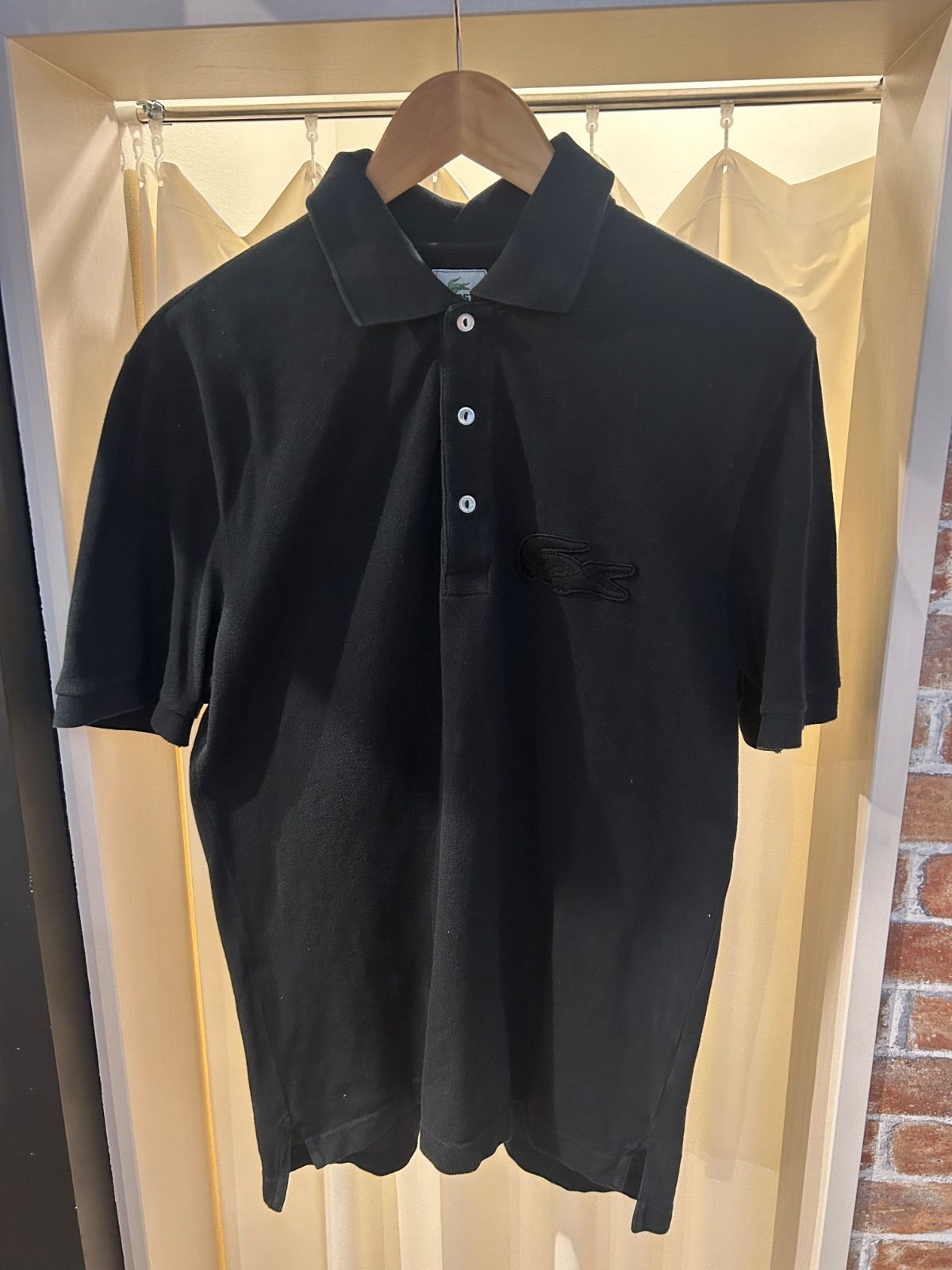 LACOSTE ラコステ ビッグロゴ ポロシャツ 半袖ポロ ブラック オールブラック A-442