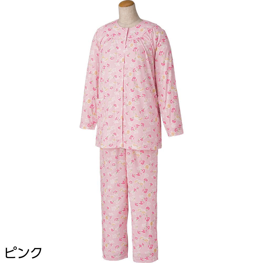 介護用パジャマ 婦人 (ワンタッチテープ＋腰開きパジャマ) ピンク M ...