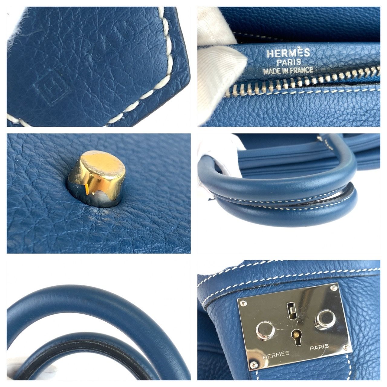 HERMES エルメス ヴィクトリア45 ブルータラサ ブルー 青