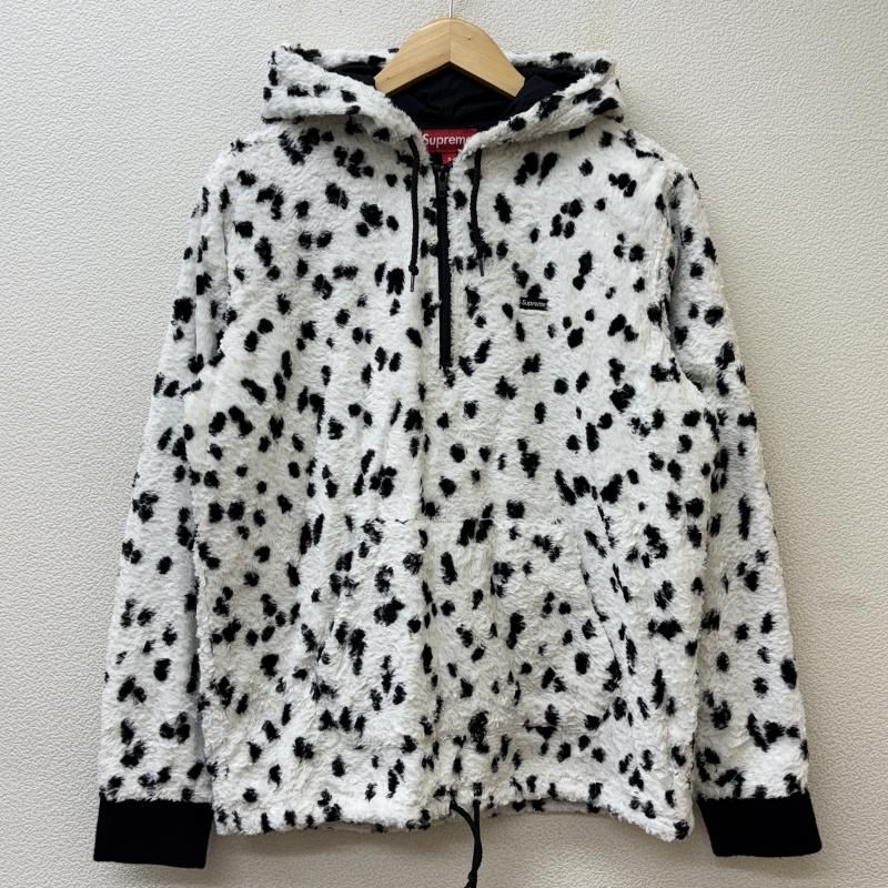 Supreme シュプリーム パーカー 長袖 14SS ダルメシアン ハーフジップ プルオーバー フーディ ファー パーカー 白 黒 ホワイト ブラック