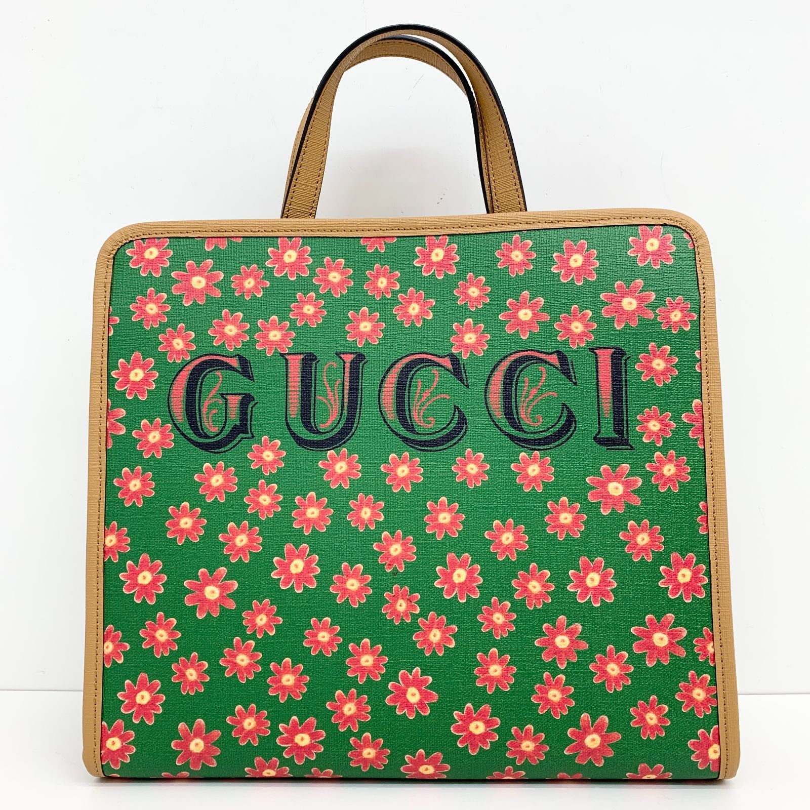 未使用 GUCCI グッチ キトゥン グリーン ベージュ 2way トート
