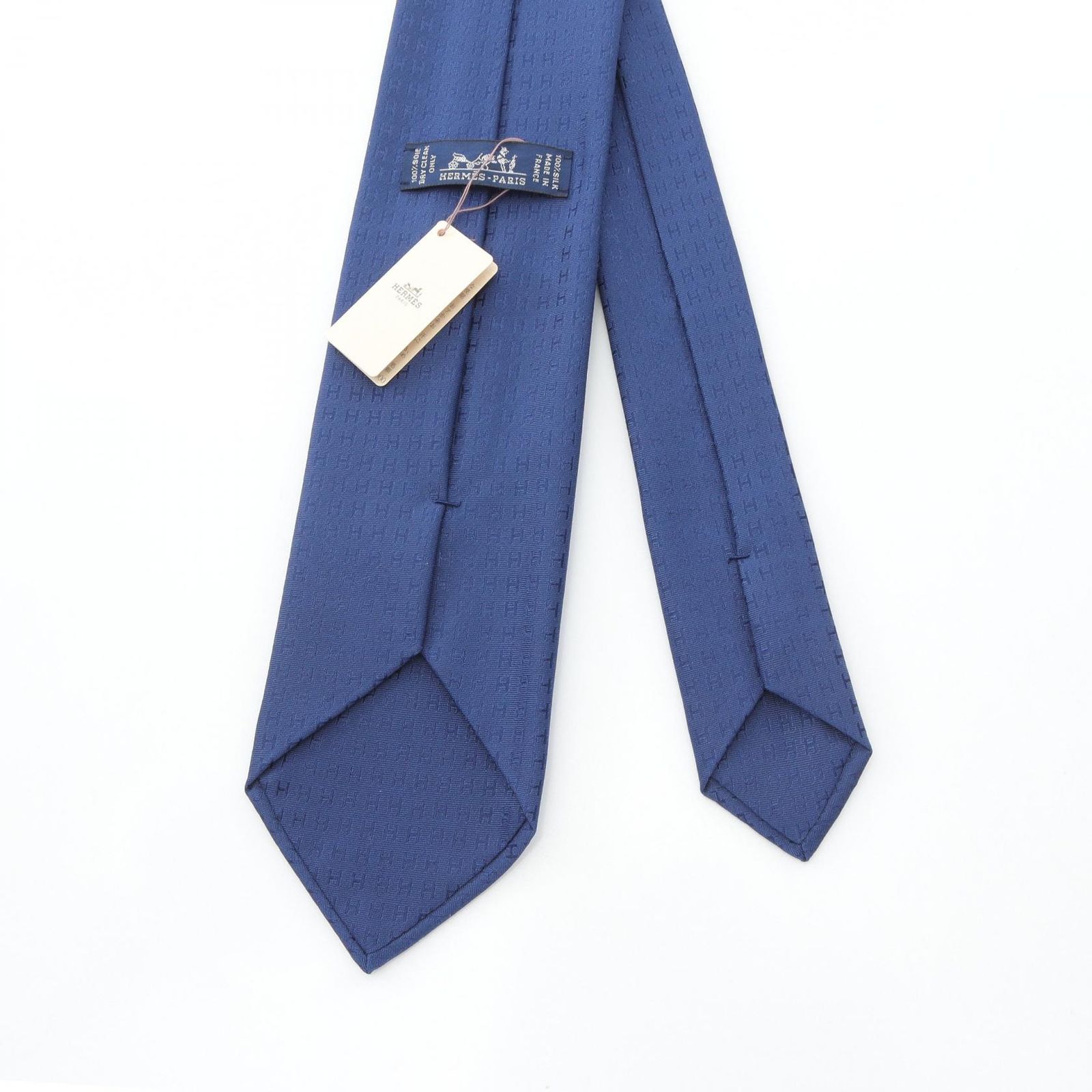 エルメス HERMES ネクタイ H柄 ブルー シルク ネクタイ メンズ 未使用