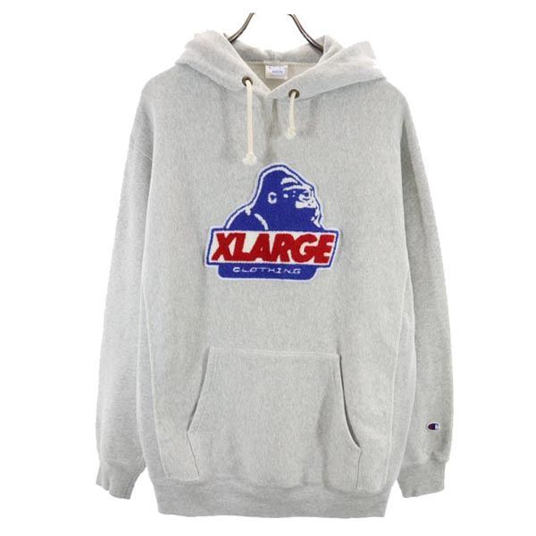 ◆レア美品！　XLARGE✖️チャンピオン　Wネーム　スウェットパーカー　Ｍ◆