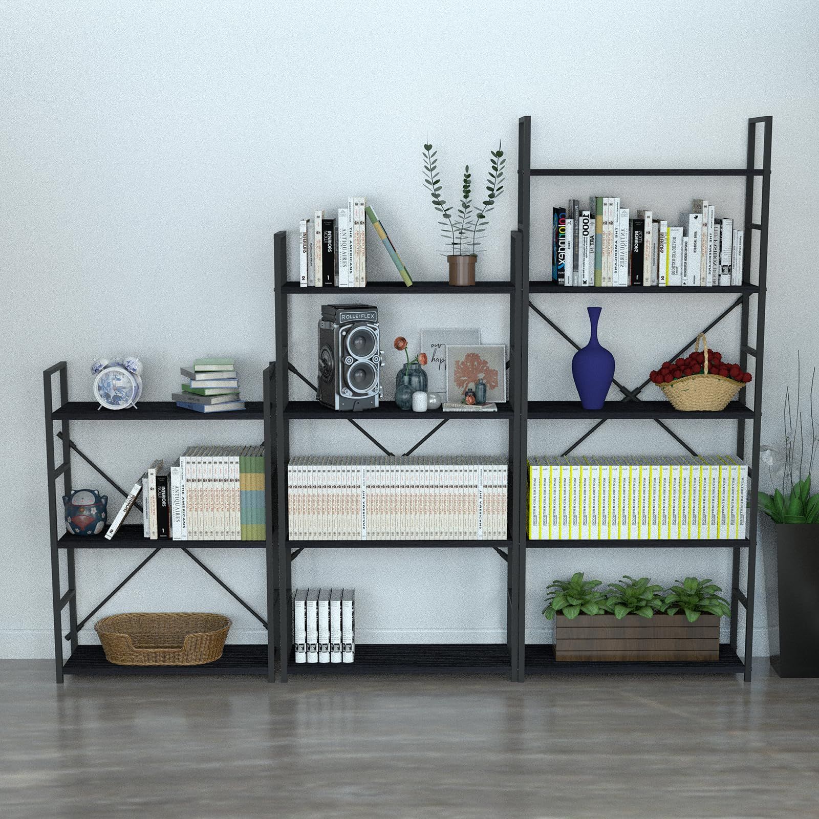 【数量限定】木製棚板 隙間収納 スチールラック スリム 幅58.6×奥行23.5×高さ144cm 収納ラック 収納 5段 オープンシェルフ 組立品 棚 ブラック ラック