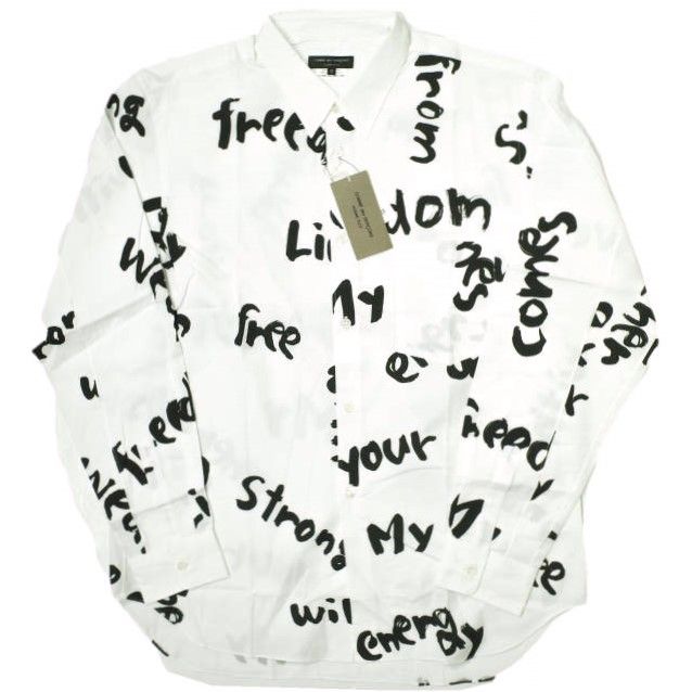 新品 COMME des GARCONS HOMME PLUS コムデギャルソンオムプリュス 21AW 日本製 Freedom Graphic Shirts グラフィックプリントシャツ PH-B015 M WHITE 定価39，600円 長袖 g16521