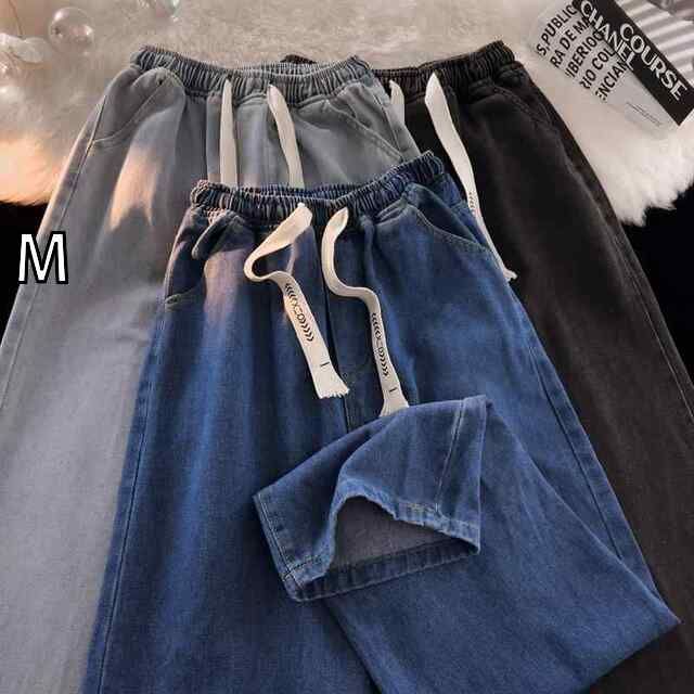 [M]春 コーデ メンズ 用 服 シンプル ファッション オシャレ 大人 かっこいい 大きいサイズ ストリート 紳士服 レトロ ストレート ワイド レッグ ストレッチ ウエストドローストリング ジーン