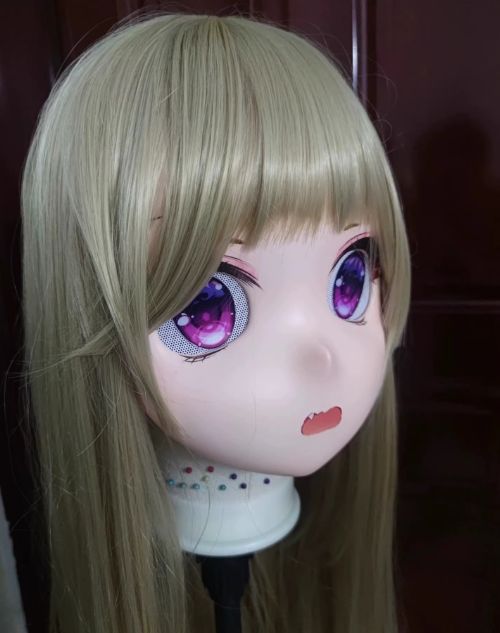全頭マスク カツラ付き ロック付き NO.356 小さめ ドール ヘッドロリータ人形 コスプレ 変身 仮装 着ぐるみ kigurumi 二次元
