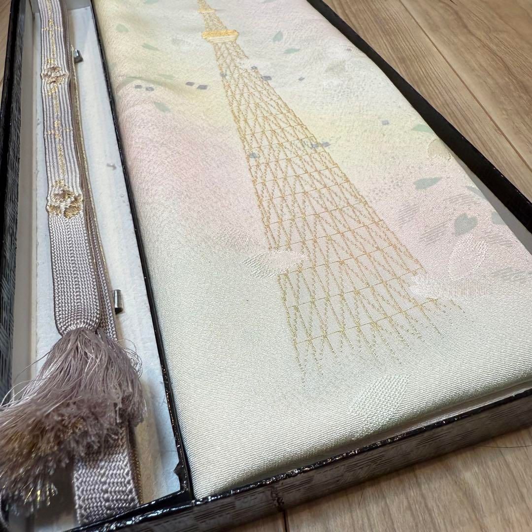 秋冬 ♥品 正絹 帯揚げ 帯締め 2点 着物小物 水色 紫 金 スカイツリー WWW_MORNINGWALKER_COM