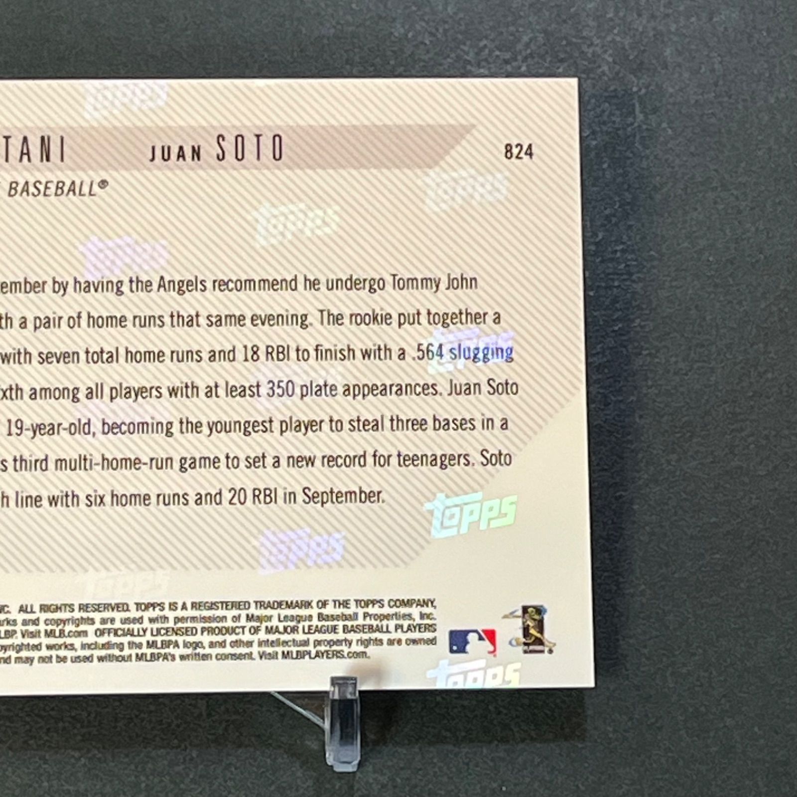 祝開幕！割】大谷翔平&ソト2018年9月月間新人MVP記念 Topps now #824 